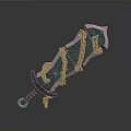 Angular Blade Sword With Wrapped Chains Dark Hilt And Metallic Sheen On Dark Background