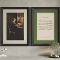 Two Framed Artworks On Wall Featuring Painting Text Print And Small Decor