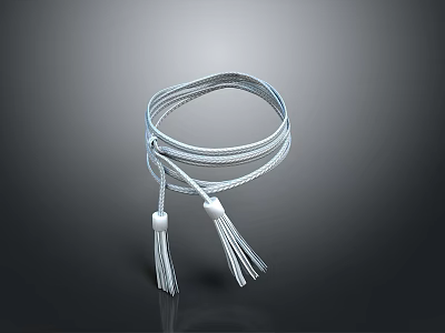 Elegant White Braided Decorative Cord with Tassels for Home Decoration 3d model