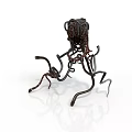 Rusty Metal Sculpture With Twisted Legs Intricate Design And Abstract Structure