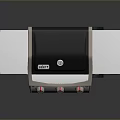 Stainless Steel Outdoor Electric Grill With Black Lid Control Knobs Side Shelf And Wheels