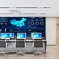 Monitoring and command room of modern command center 3d model