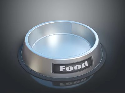 Durable Stainless Steel Pet Food Bowl With Food Label For Daily Household Use 3d model Durable Stainless Steel Pet Food Bowl With Food Label For Daily Household Use 3d model