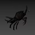 Realistic Brown Crab With Large Claws On Gray Background