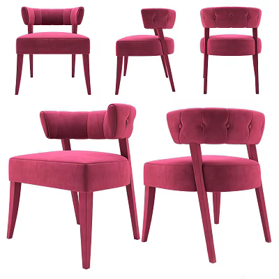 Pink Velvet Accent Chair with Button Tufted Design and Armrest in Multiple Angles 3d model
