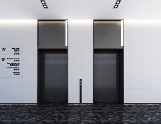 Style Elevator Aisle Corridor Public Area Features Office Building Elevator 3d model