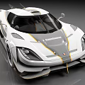 Modern White Koenigsegg Supercar Featuring Gold Stripes Carbon Fiber And Aerodynamic Design