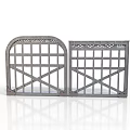 Gray Decorative Metal Gates With Cross Lattice And Arched Top Structure