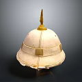 Classic White Helmet With Golden Spire Top And Decorative Bands