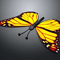 Vibrant Monarch Butterfly With Spread Yellow Black Wings And Red Edges On Dark Background