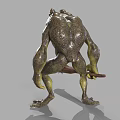 Funny Anthropomorphic Cartoon Frog Holding Wooden Hammer in Standing 3D Render