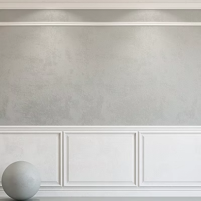 Modern White Wainscoting Panel Design With Gray Wall And Decorative Molding 3d model