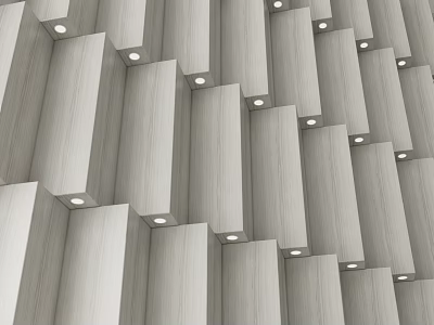 Luxurious Modern Wooden Slat Background Wall Featuring Recessed Lights And Sleek Design 3d model