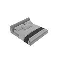 Modern Double Bed Design With Gray Upholstered Headboard Pillows And Soft Blanket 3d model