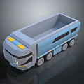 Blue Truck With Open Cargo Bed Multiple Wheels Yellow Accents And Modern 3D Model Design