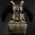 Vintage Military Backpack With Adjustable Straps Buckles And Storage Pouch