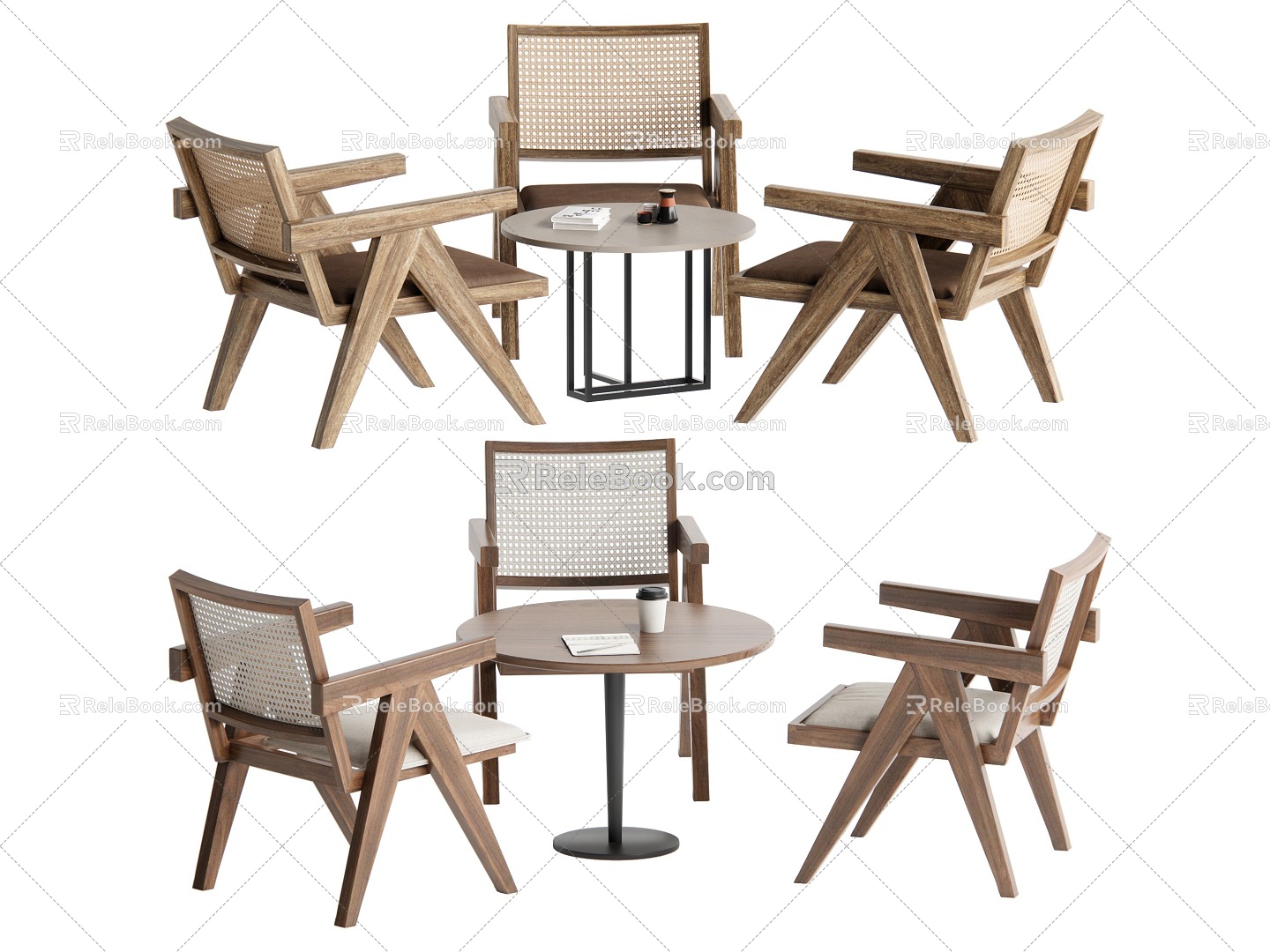 Quiet Ancient Style Casual Table and Chair Combination 3d model