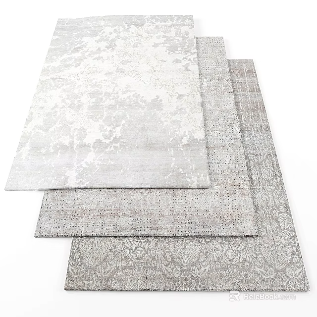 Modern Square Rugs With Various Patterns And Neutral Tones For Home Decor 3d model