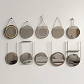 Modern Assorted Wall Mirrors With Various Metal Frames And Shapes For Home Decor 3d model