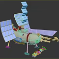 Space Satellite With Blue Solar Panels White Main Body And Green Accent Detector