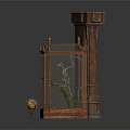 Decorative Metal Cage With Intricate Carvings And Wooden Column For Scene Construction