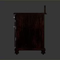Traditional Dark Wooden Cabinet With Carved Top Two Drawers Doors And Decorative Legs