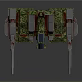 Green Camouflage Battle Mech Robot 3D Model With Bipedal Biomechanical Design And Armored Weapons