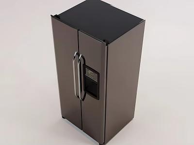 Sleek Modern Double Door Refrigerator With Stainless Steel Handle And Digital 3d model