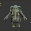 3D Cartoon Blue Elephant Toy Figure With Large Ears Long Trunk Standing Pose