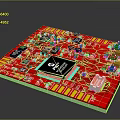 Red High Performance Computer Motherboard Featuring Central Chip And Electronic Components 3d model