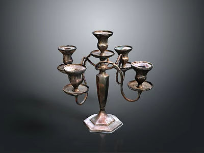 Elegant Vintage Metal Candelabra With Multiple Candle Holders For Home Decor 3d model