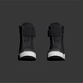 Gray High Top Casual Shoes With Velcro Straps And White Soles Design