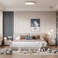 Modern Kids Room Interior With Bed Stuffed Toys Soccer Ball Rug And Wall Art