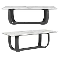 Modern Rectangular Dining Table With Marble Top And Black Metal Legs 3d model