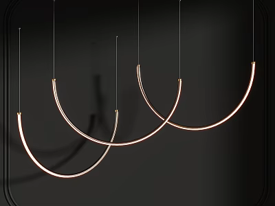 Stylish Modern Curved Gold Metal Pendant Chandeliers With LED Lighting And Shadow Effects 3d model