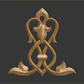Golden Decorative Metal Ornament With Intricate Swirling Patterns And Ornate Details