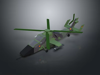 Camouflage Green Military Helicopter Model With Rotor And Detailed Fuselage Design 3d model