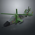Camouflage Green Military Helicopter Model With Rotor And Detailed Fuselage Design