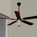Ceiling Fan With Wooden Blades And Gold Metal Light Fixture In Room
