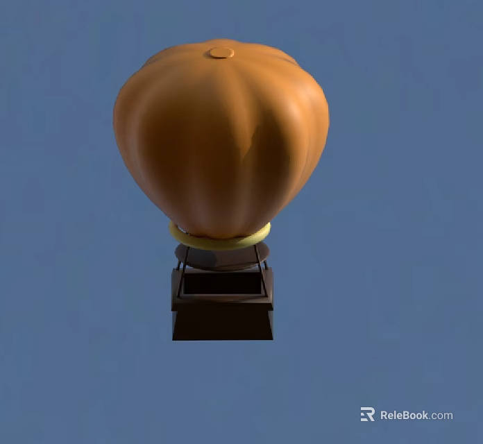 Decorative Orange Pumpkin Shaped Object On Black Base Against Blue Sky 3d model 