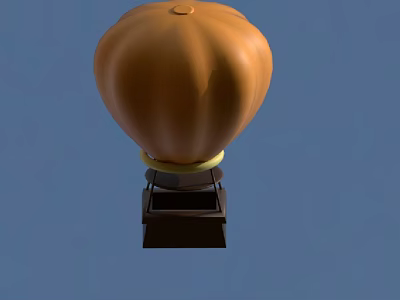 Decorative Orange Pumpkin Shaped Object On Black Base Against Blue Sky 3d model