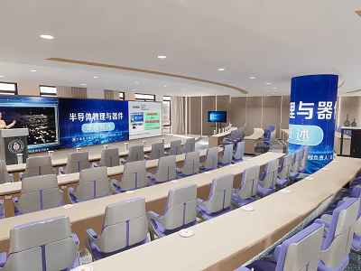 School Conference Room Setup for Leaders Health Lecture with Screen and Seats 3d model