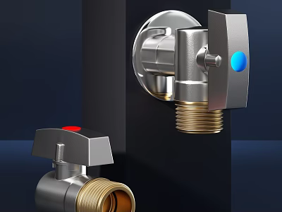 High Quality Metal Hardware Tools with Red Blue Buttons and Golden Threads Design 3d model