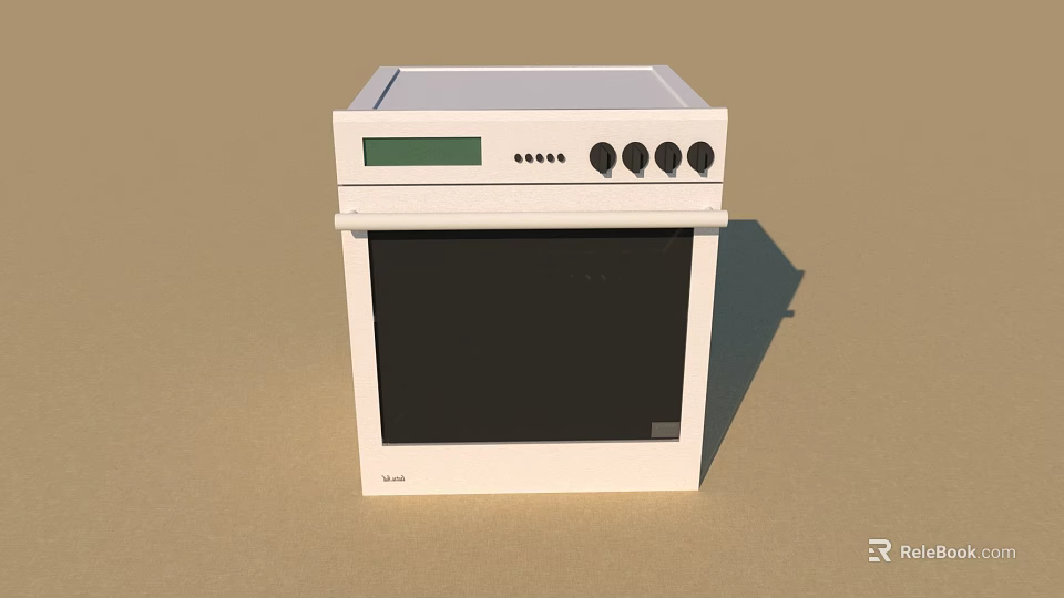 White Electric Oven With Digital Display Control Panel And Knobs For Modern Kitchen Cooking 3d model 