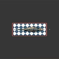 Green And Beige Fish Creature With Long Tentacle On Blue And White Checkered Pink Base