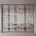 Modern Glass Panel Room Divider With Transparent Geometric Design For Interior Space