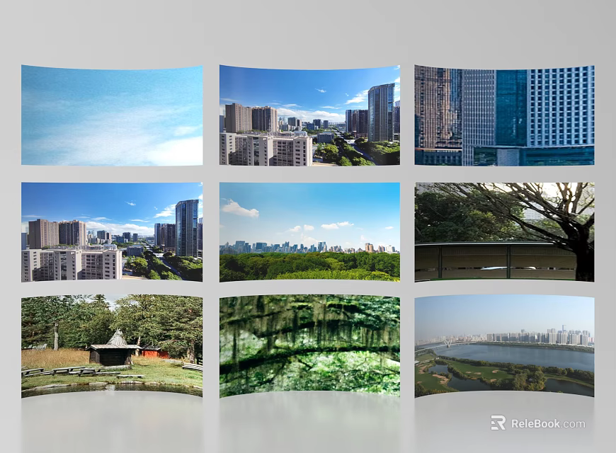 Urban And Natural Landscapes Featuring City Buildings Green Parks And Lake View 3d model 