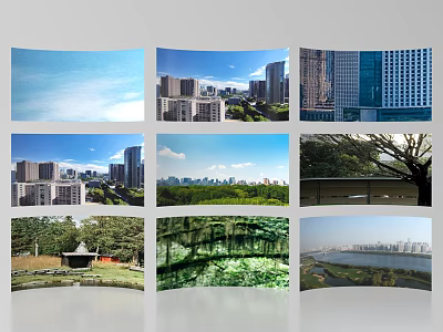 Urban And Natural Landscapes Featuring City Buildings Green Parks And Lake View 3d model
