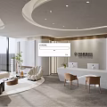 Modern Hospital Outpatient Hall With Reception Desk Sofas Green Plants And Floor To Ceiling Windows