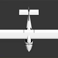 White Small Single Engine Airplane With Propeller And Large Wings On Dark Reflective Background 3d model